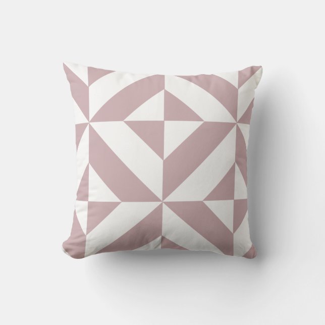 Medium Mauve Geometric Deco Cube Pattern Cushion (Front)