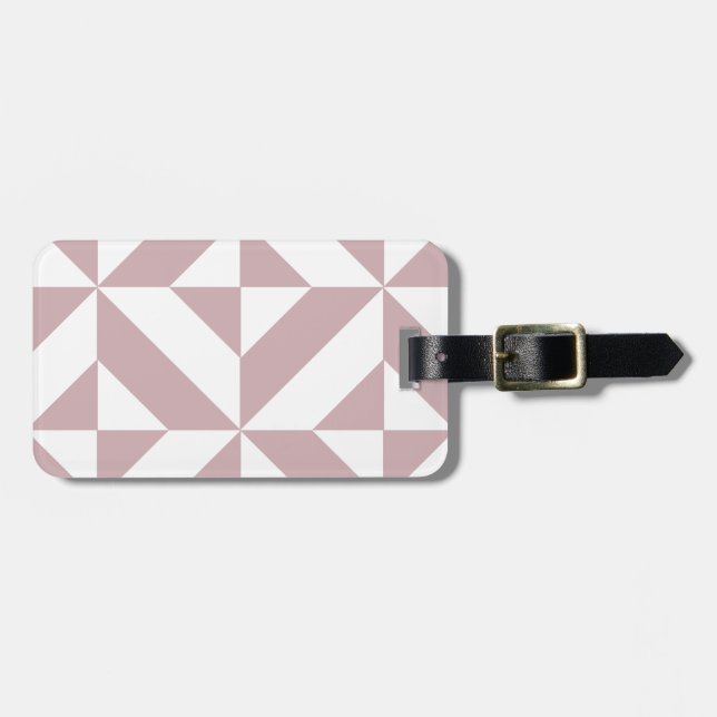 Medium Mauve Geometric Deco Cube Pattern Luggage Tag (Front Horizontal)