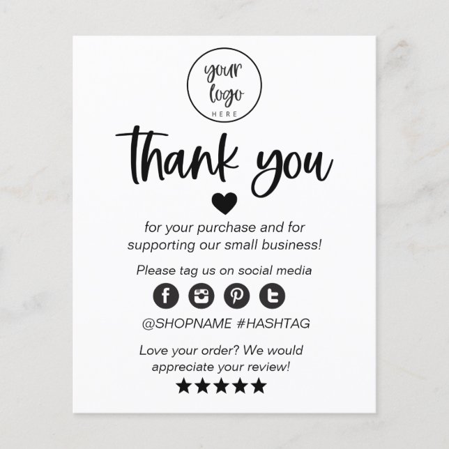 Medium - Modern Minimal Thank You For Your Order (Front)