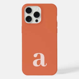 Medium Monogram Letter Orange Minimalist iPhone 15 Pro Max Case