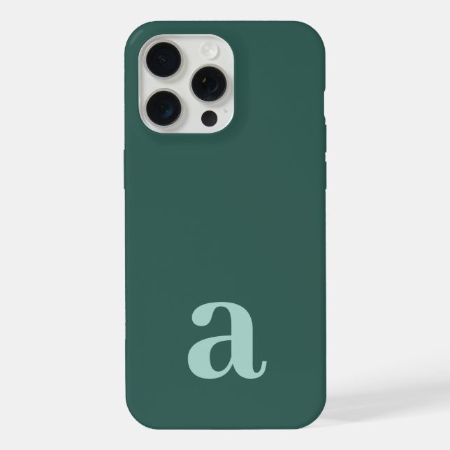 Medium Monogram Letter Sea Green/Teal Minimalist iPhone Case (Back)