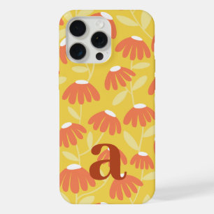 Medium Monogram Letter Yellow Floral Pattern iPhone 15 Pro Max Case