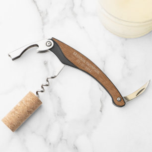 Medium Oak Brown Classy Chic Wood Grain Pattern Corkscrew