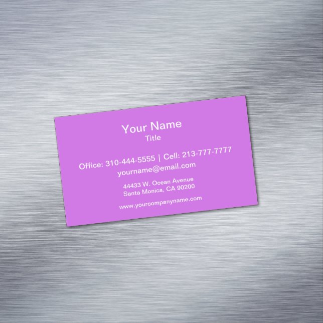 Medium Orchid Solid Colour Magnetic Business Card (In Situ)
