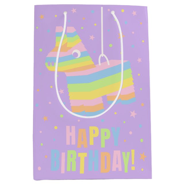 Medium Pastel Pinata Birthday Party Gift Bag (Front)