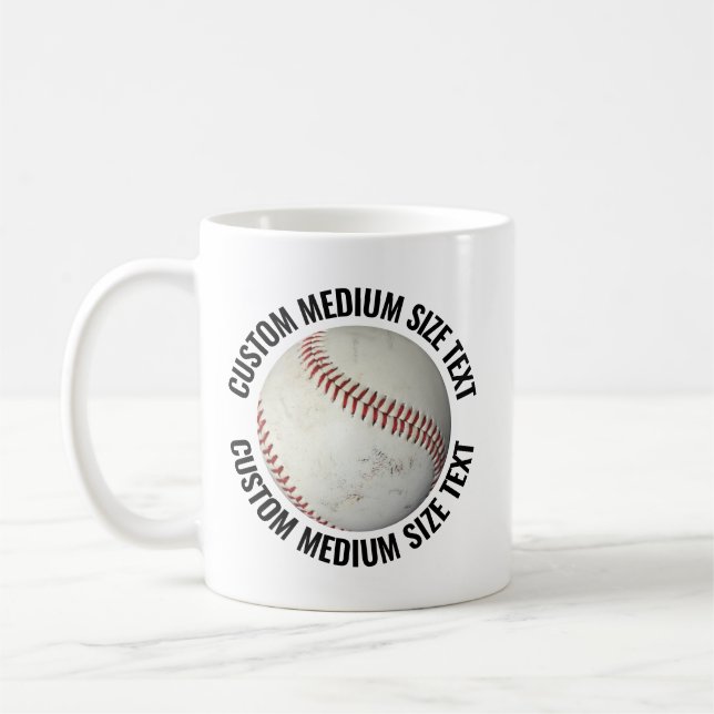 Medium Personalised Text Basketball 11oz. Custom Coffee Mug (Left)