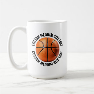Medium Personalised Text Basketball 15 oz. Custom Coffee Mug