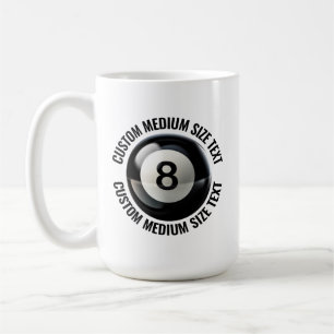 Medium Personalised Text Pool 8 Ball 15 oz. Custom Coffee Mug