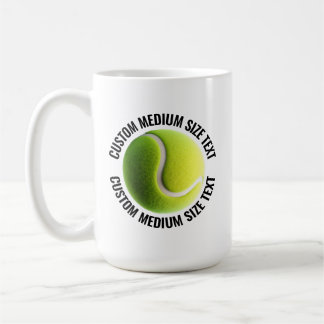 Medium Personalised Text Tennis Ball 15 oz. Custom Coffee Mug