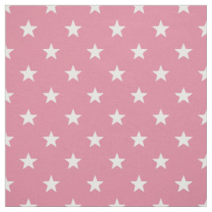 Medium Pink White Stars (small scale) Fabric
