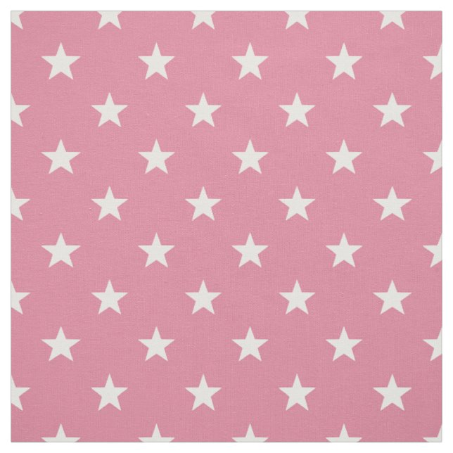 Medium Pink White Stars (small scale) Fabric (Swatch)