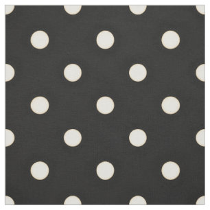 Medium Polka Dots Antique White & Black Fabric