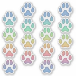 Medium Rainbow Dog Pawprints Animal Tracks Decals