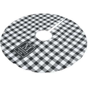 Medium Rustic Buffalo Checks Monogram Name Year  Brushed Polyester Tree Skirt