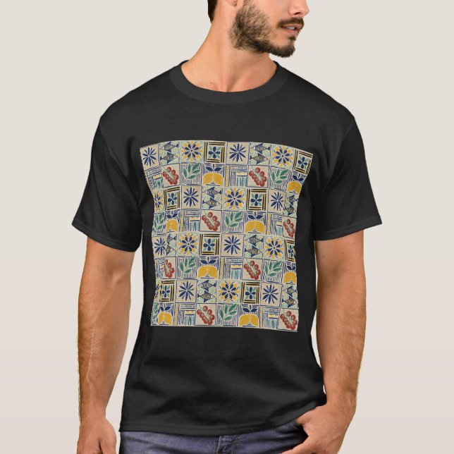 Medium scale of Mediterranean Tile Pattern with Le T-Shirt (Front)