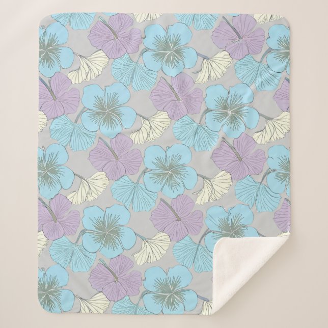 “Medium Sherpa Blanket – Blue & Purple Clover” (Front)