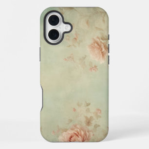 Medium Shot Vintage Floral Wallpaper Background iPhone 16 Plus Case