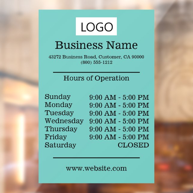 Medium Size Logo Hours of Operation Opening Times  (Sheet 2)