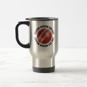 Medium Size Personalised Text Custom Cricket Travel Mug