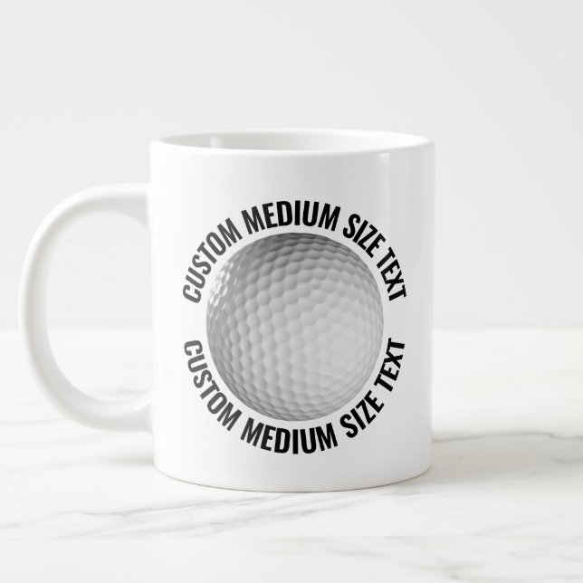Medium Size Personalised Text Golf Ball Custom Large Coffee Mug (Left)