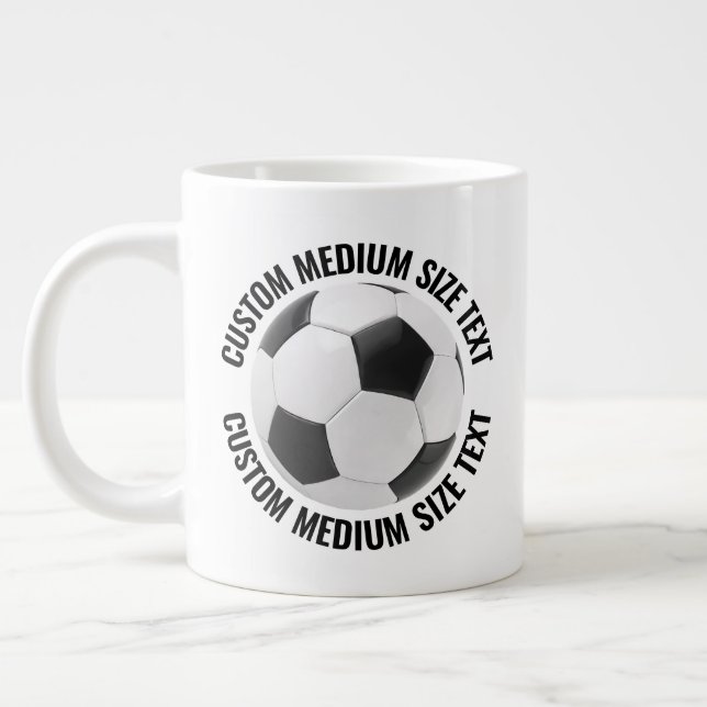 Medium Size Personalized Text Soccer Ball Custom Large Coffee Mug (Left)