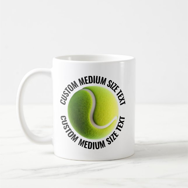 Medium Size Text 11oz Personalised Tennis Mug (Left)