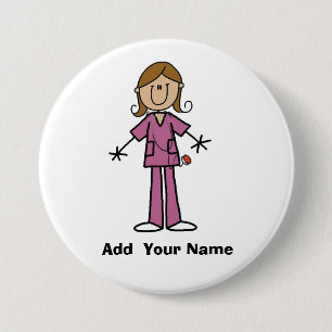 Medium Skin Customised Stick Figure Nurse  Button