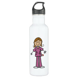 Medium Skin Stick Figure Female Nurse 710 Ml Water Bottle