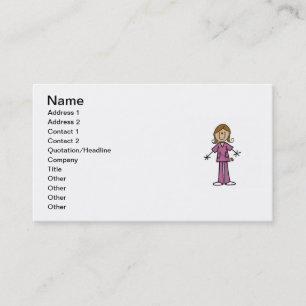 Medium Skin Stick Figure Female Nurse Business Card