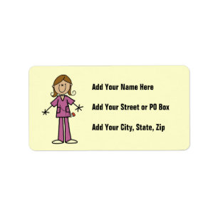 Medium Skin Stick Figure Female Nurse Label