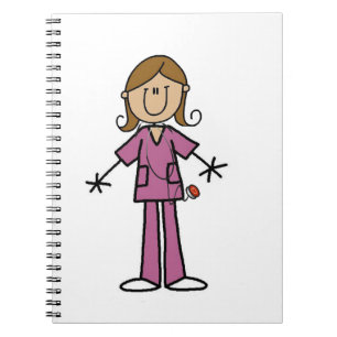 Medium Skin Stick Figure Female Nurse Notebook