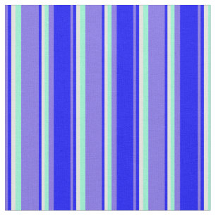 Medium Slate Blue, Blue, Light Yellow & Aquamarine Fabric