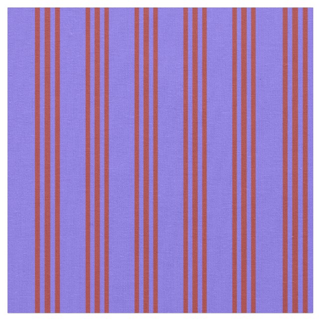 Medium Slate Blue & Brown Lined Pattern Fabric (Close Up)