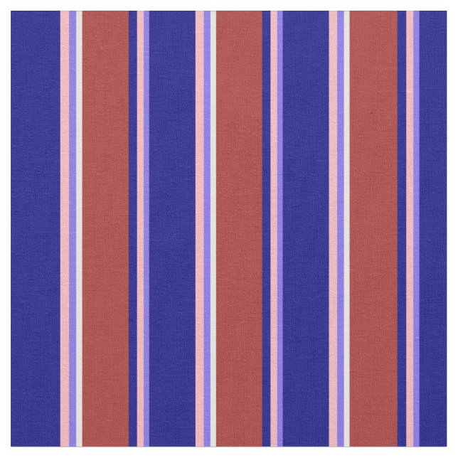 Medium Slate Blue, Light Pink, Blue, Brown & White Fabric (Close Up)