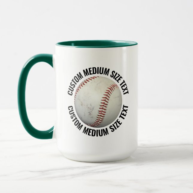 Medium Text HUNT. GREEN Combo 15oz Custom Baseball Mug (Left)