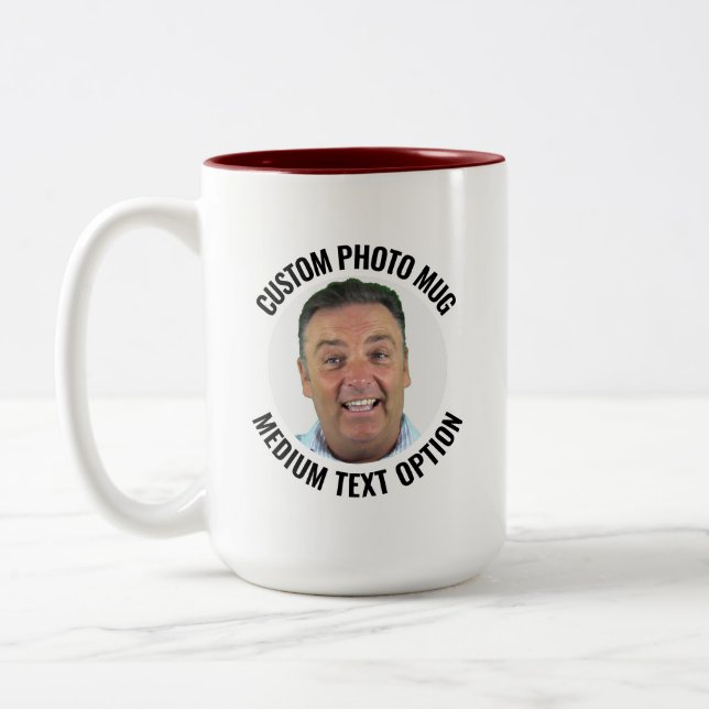 Medium Text MAROON Two-Tone Personalised Photo Mug (Left)
