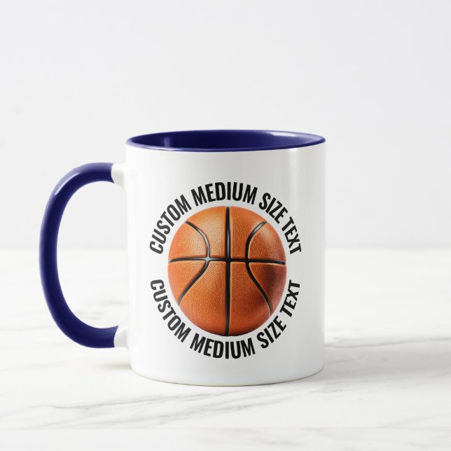 Medium Text NAVY BLUE Combo 11oz Custom Basketball Mug (Left)