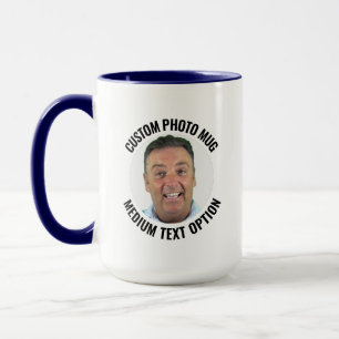 Medium Text NAVY BLUE Combo Personalised Photo Mug