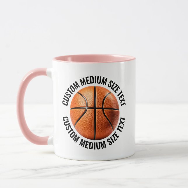 Medium Text PINK Combo 11oz Custom Basketball Mug (Left)