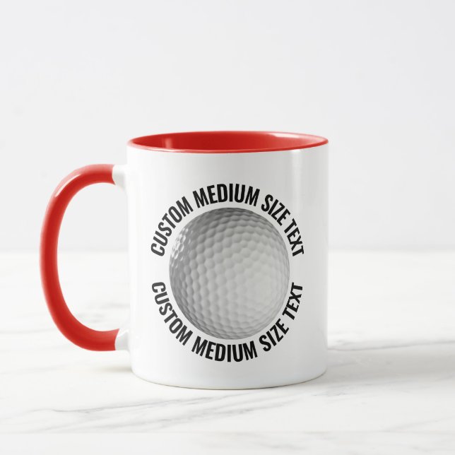 Medium Text RED Combo 11oz Custom Golf Mug (Left)
