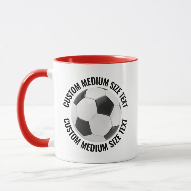 Medium Text RED Combo 11oz Custom Soccer Mug (Left)