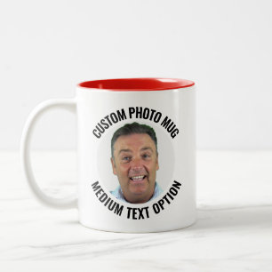 Medium Text RED Two-Tone Personalised Photo Mug