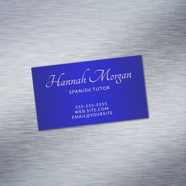 Medium to Dark Blue Elegant Ombre Magnetic Business Card (In Situ)