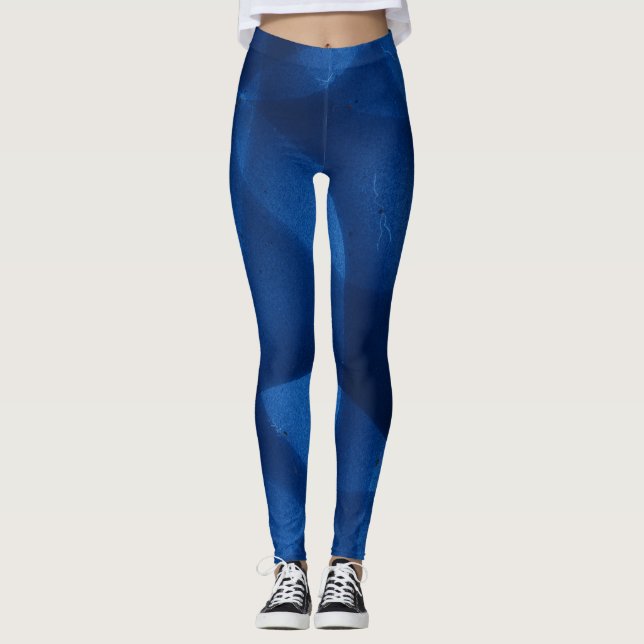 Medium to Dark Blue Patterned Leggings (Front)