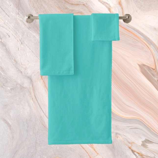 Medium Turquoise Solid Colour Bath Towel Set (Creator Uploaded)