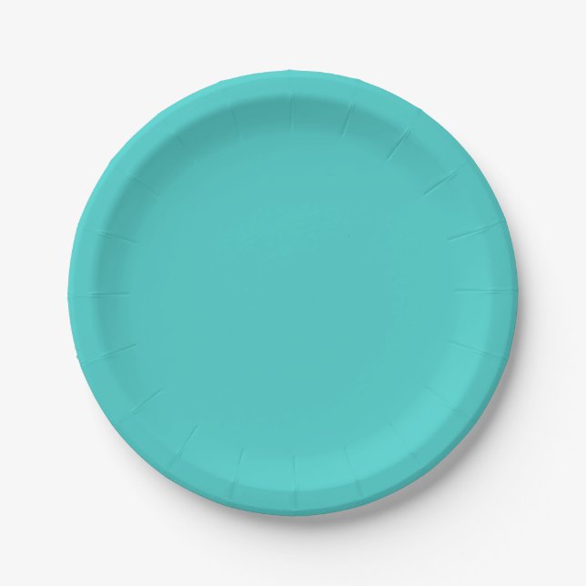 Medium Turquoise Solid Colour Paper Plate (Front)
