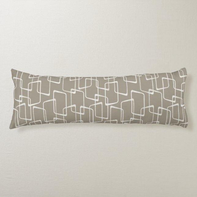 Medium Warm Grey Retro Geometric Pattern Body Cushion (Front)