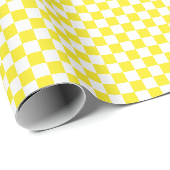 Medium Yellow and White Checks Wrapping Paper (Roll Corner)