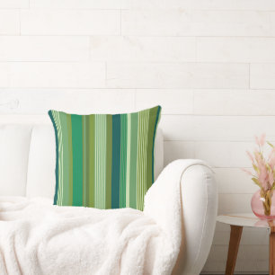 Medley of Green Warm Cool Stripes Cushion