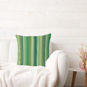 Medley of Green Warm Cool Stripes Cushion